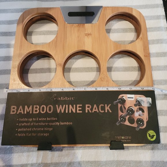 NWT Rabbit Bamboo 8 bottle wine rack - Picture 10 of 11